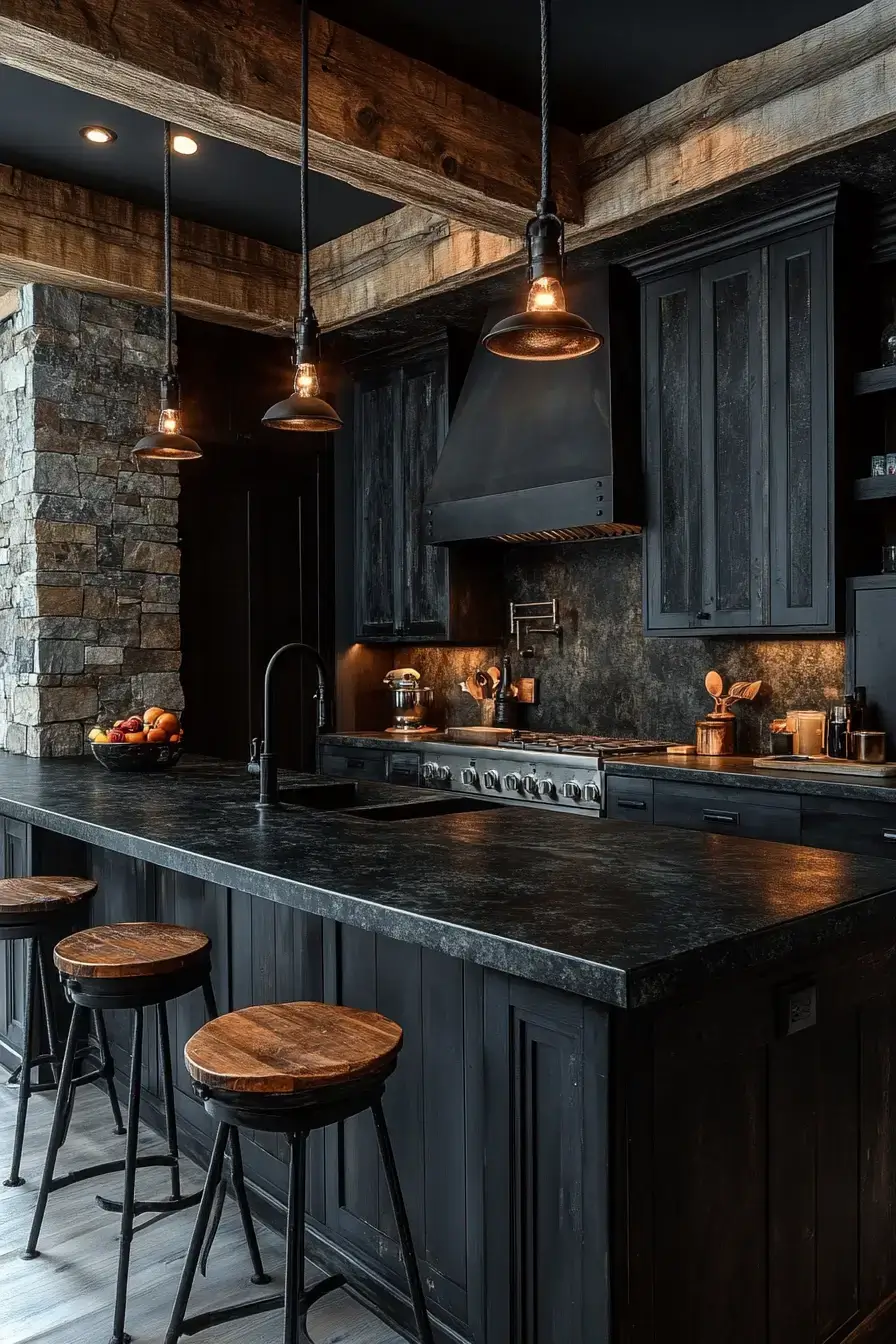 29 Dark Rustic Kitchen Ideas That Nail the Cozy Cabin Mood dark rustic kitchen