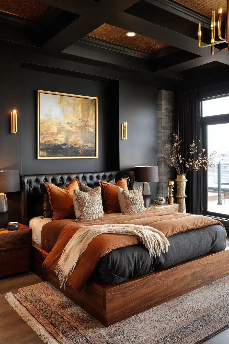 29 Black Themed Bedroom Ideas That Read Cozy, Not Cold black themed bedroom