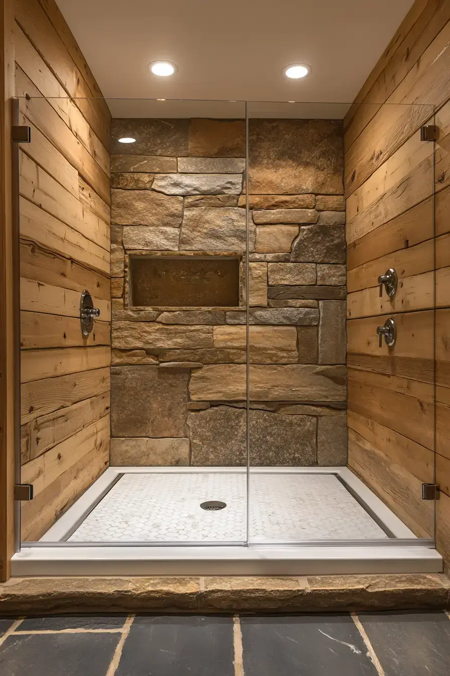 29 Rustic Walk In Shower Ideas That Bring the Cabin Spa Home rustic walk in shower ideas