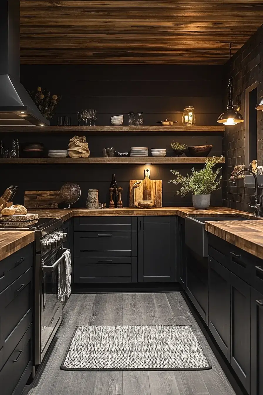 29 Dark Rustic Kitchen Ideas That Nail the Cozy Cabin Mood dark rustic kitchen