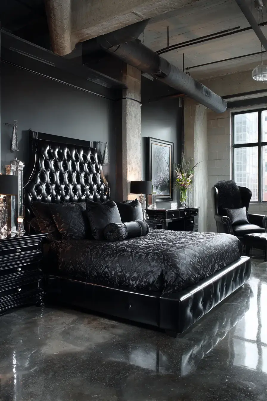 29 Black Themed Bedroom Ideas That Read Cozy, Not Cold black themed bedroom