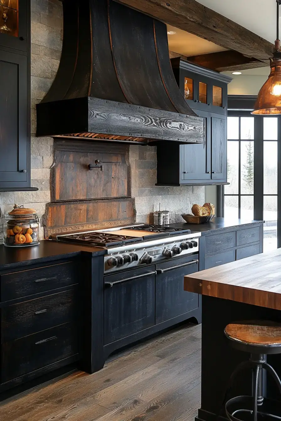 29 Dark Rustic Kitchen Ideas That Nail the Cozy Cabin Mood dark rustic kitchen