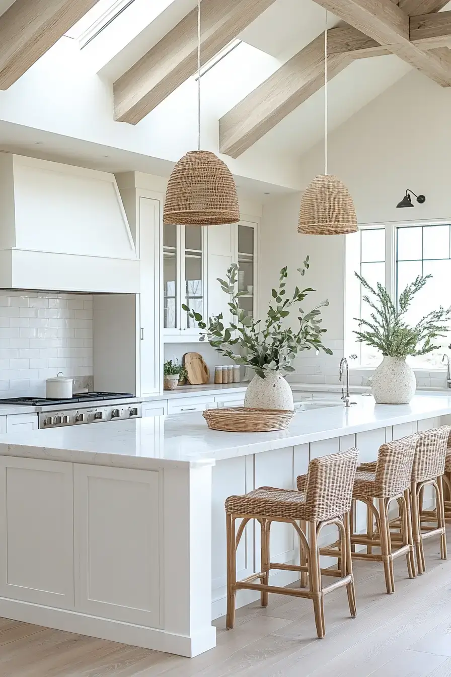 29 Modern Coastal Kitchen Ideas That Pair Marble With Driftwood modern coastal kitchen