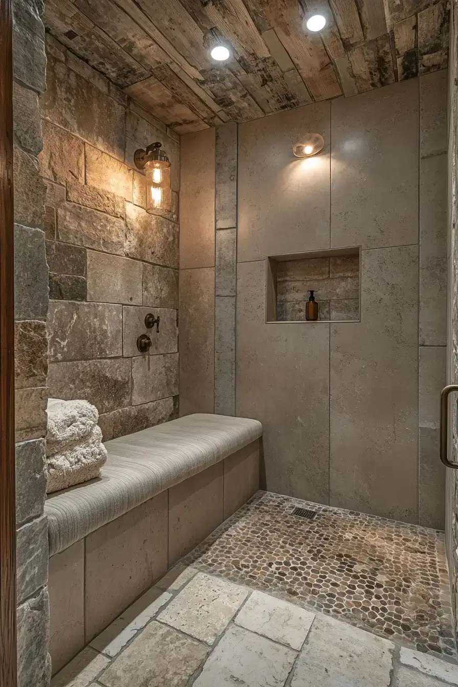 29 Rustic Walk In Shower Ideas That Bring the Cabin Spa Home rustic walk in shower ideas