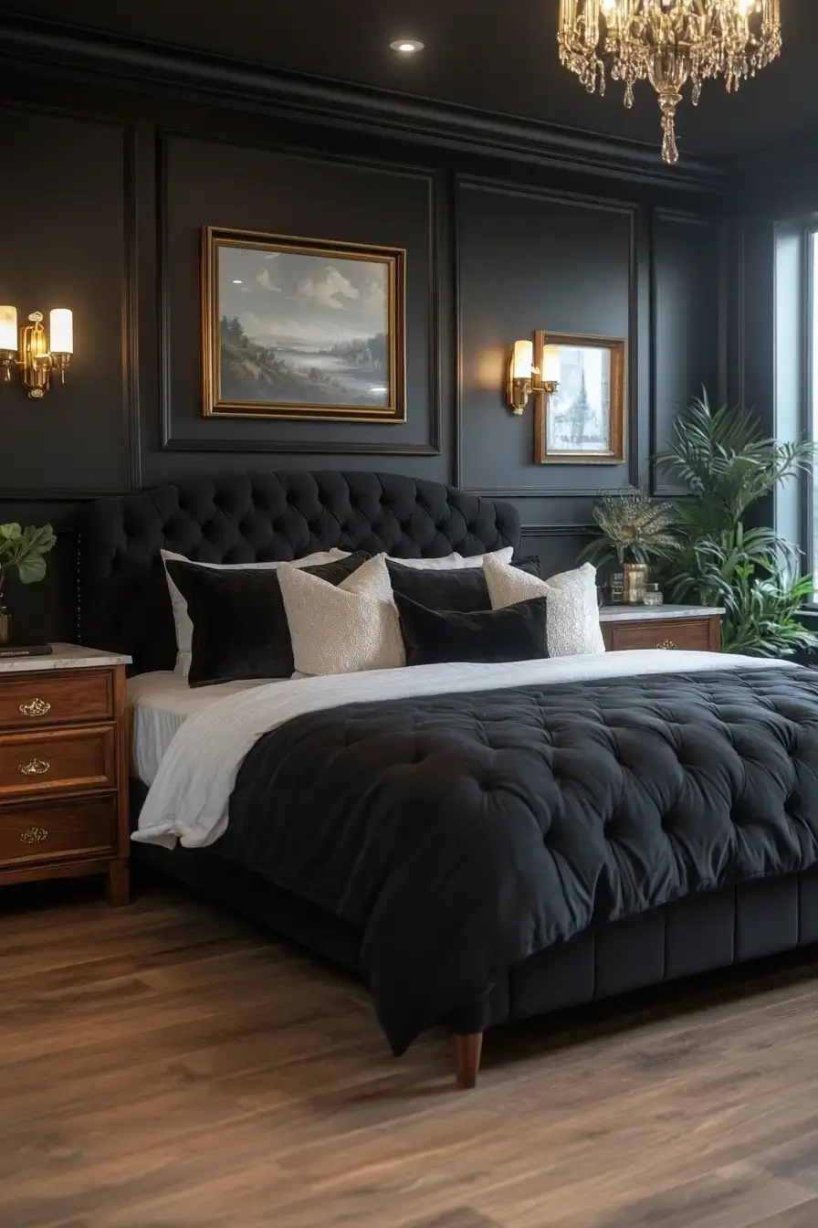 29 Black Themed Bedroom Ideas That Read Cozy, Not Cold black themed bedroom