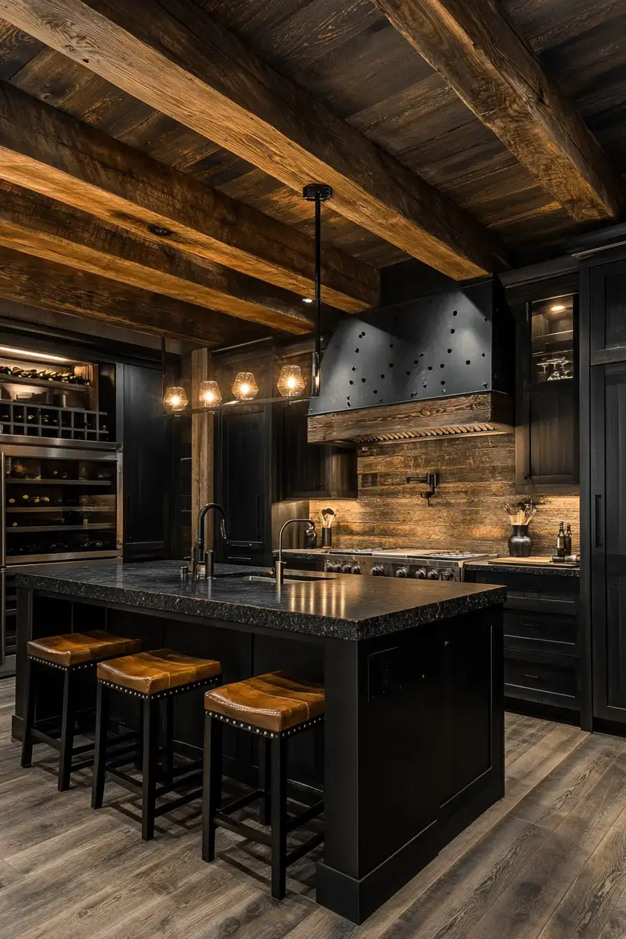 29 Dark Rustic Kitchen Ideas That Nail the Cozy Cabin Mood dark rustic kitchen