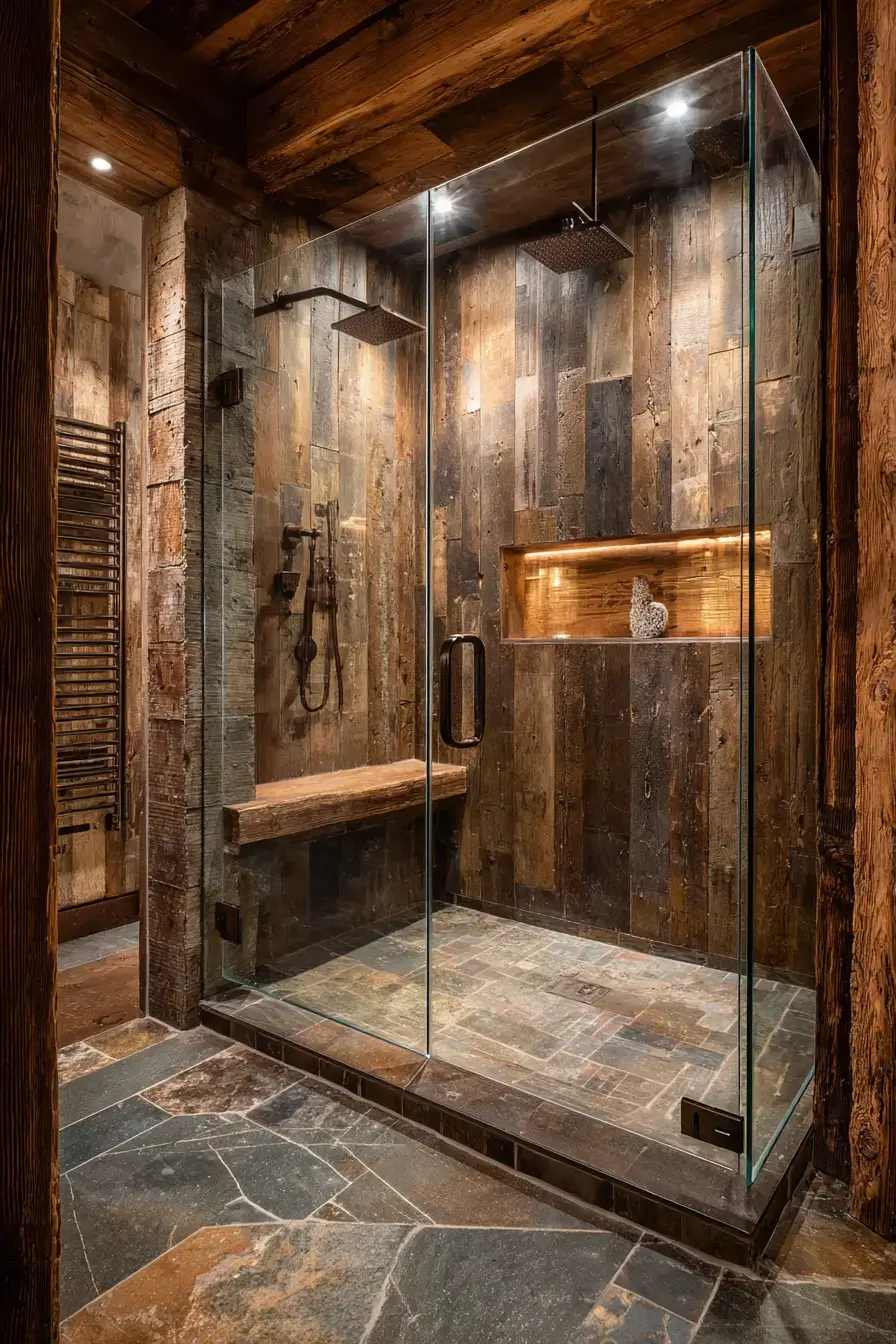 29 Rustic Walk In Shower Ideas That Bring the Cabin Spa Home rustic walk in shower ideas