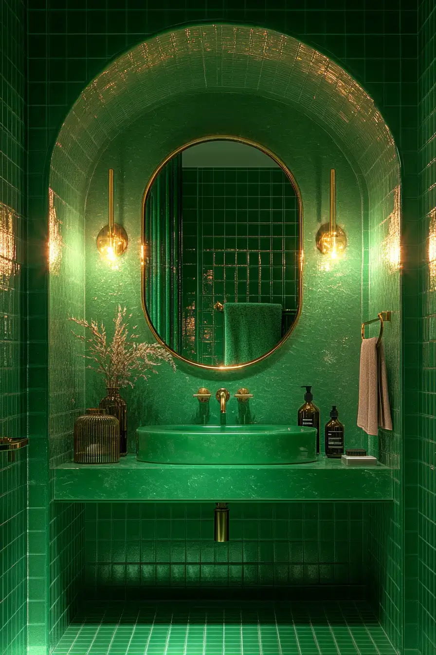 29 Emerald Green Bathroom Ideas That Prove Bold Color Works emerald green bathroom
