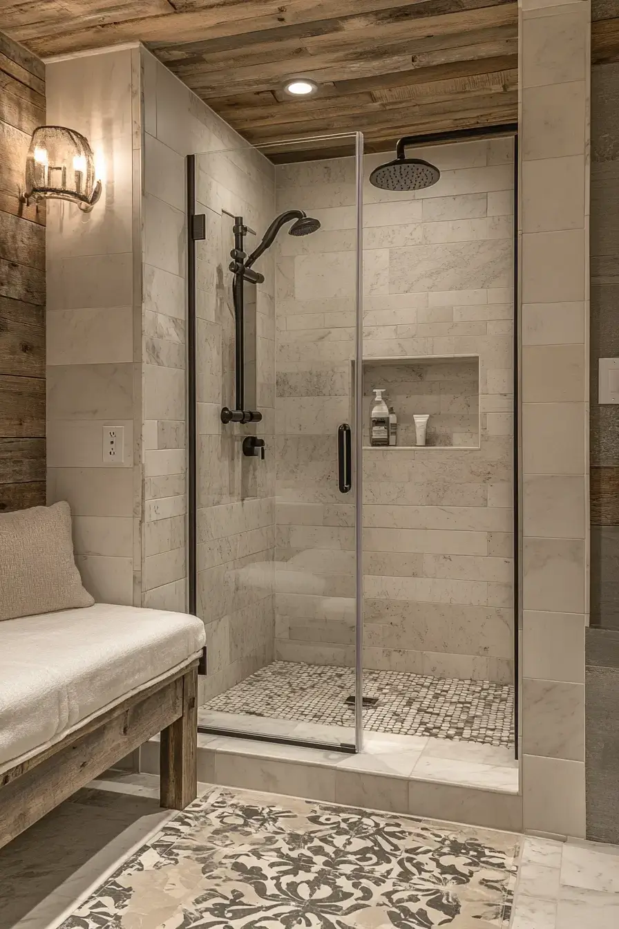 29 Rustic Walk In Shower Ideas That Bring the Cabin Spa Home rustic walk in shower ideas