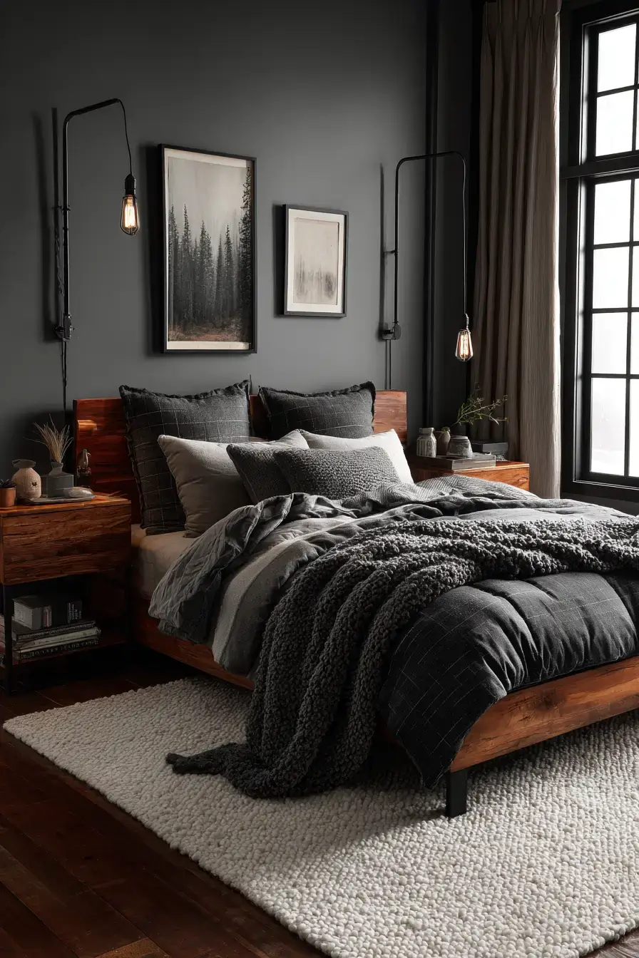 29 Black Themed Bedroom Ideas That Read Cozy, Not Cold black themed bedroom