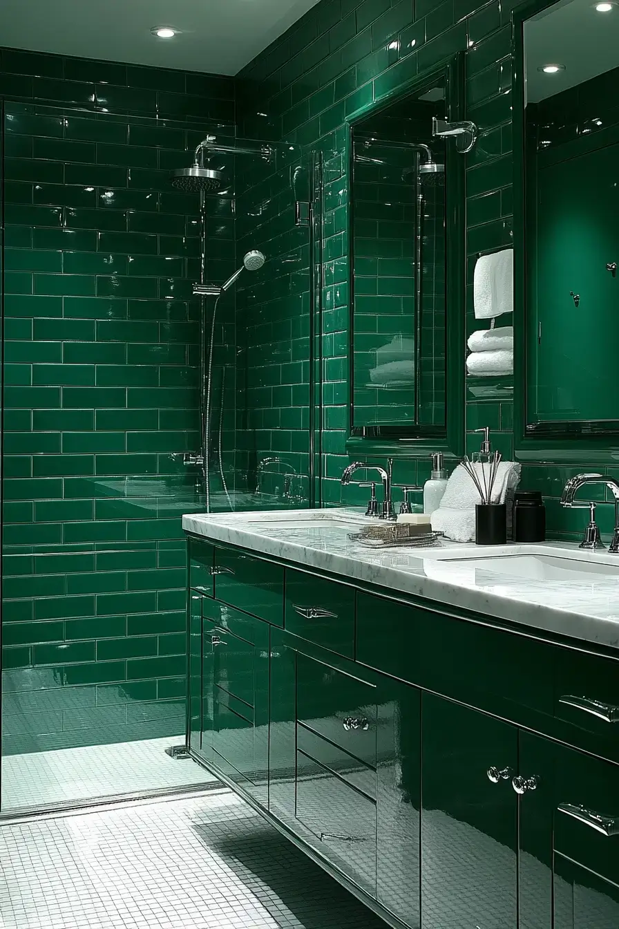 29 Emerald Green Bathroom Ideas That Prove Bold Color Works emerald green bathroom