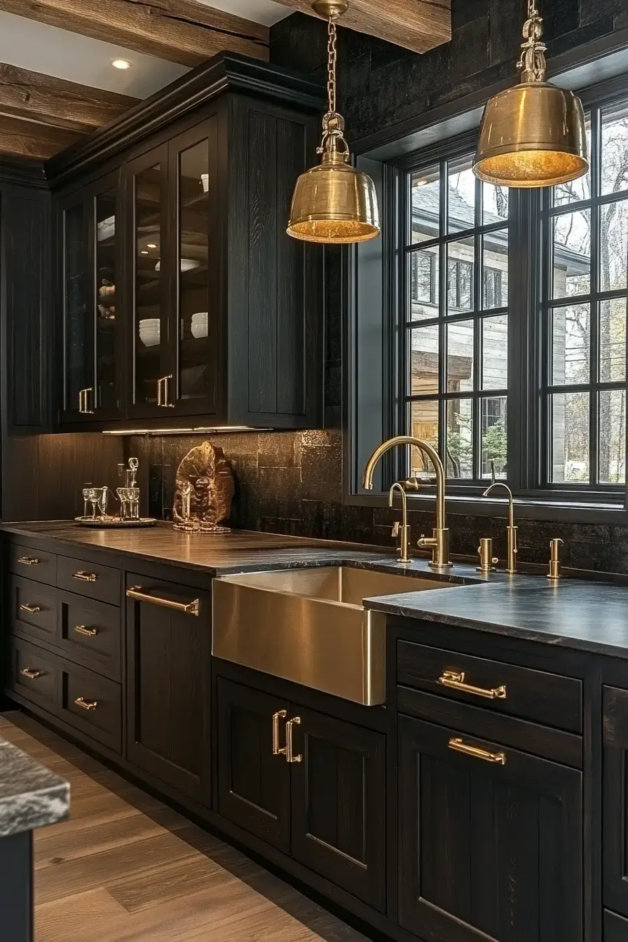 29 Dark Rustic Kitchen Ideas That Nail the Cozy Cabin Mood dark rustic kitchen