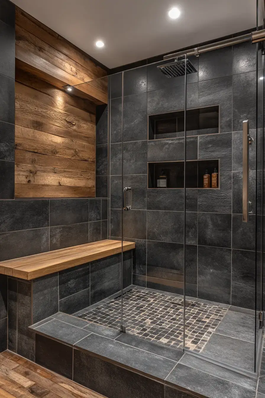 29 Rustic Walk In Shower Ideas That Bring the Cabin Spa Home rustic walk in shower ideas