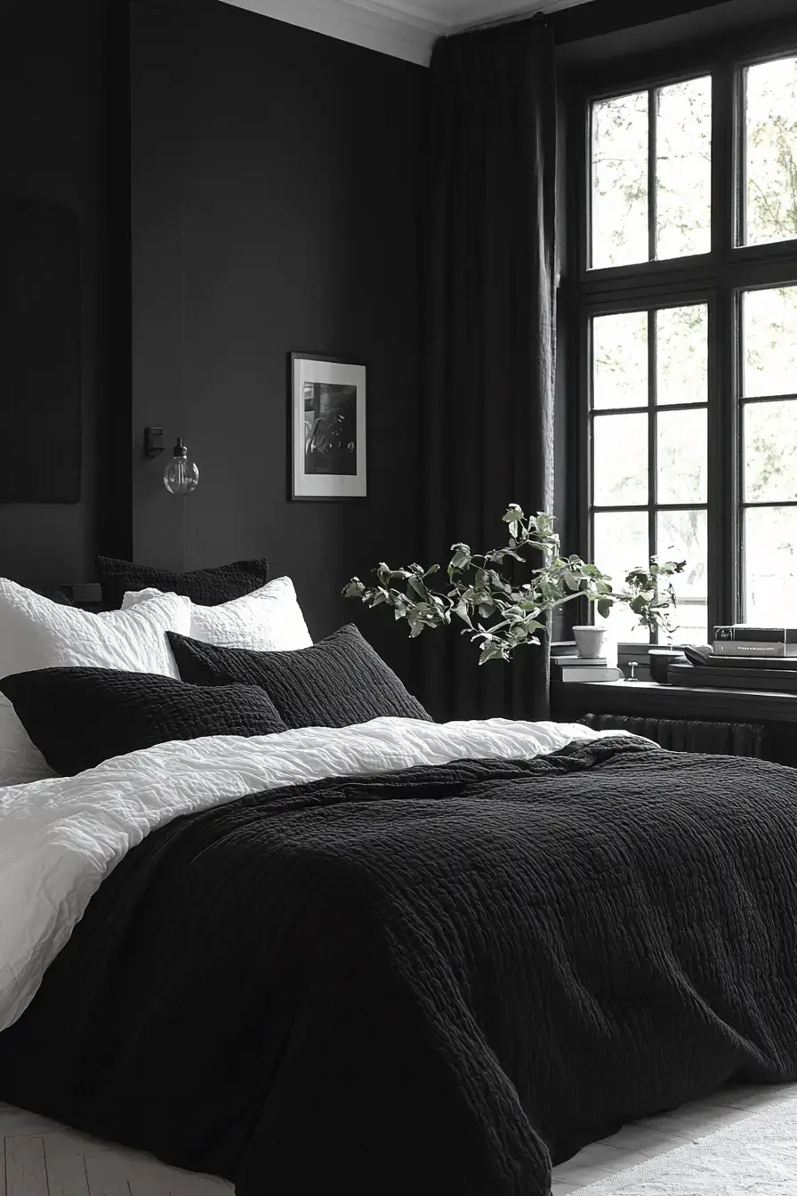 29 Black Themed Bedroom Ideas That Read Cozy, Not Cold black themed bedroom