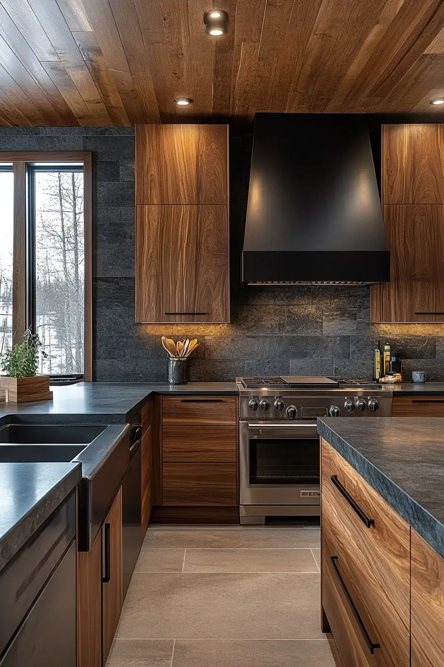 29 Dark Rustic Kitchen Ideas That Nail the Cozy Cabin Mood dark rustic kitchen