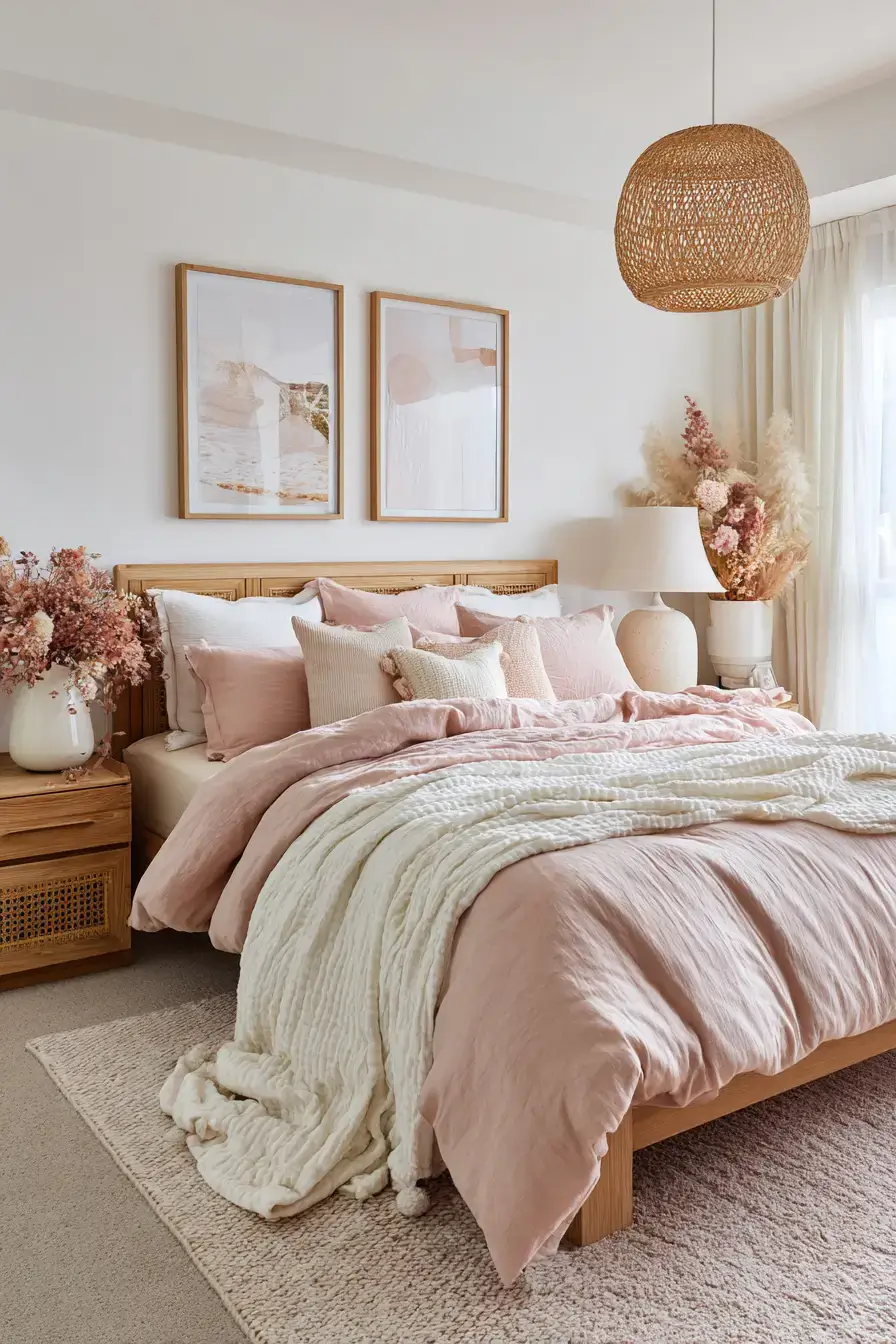 29 Beachy Boho Bedroom Ideas with a Cane Headboard