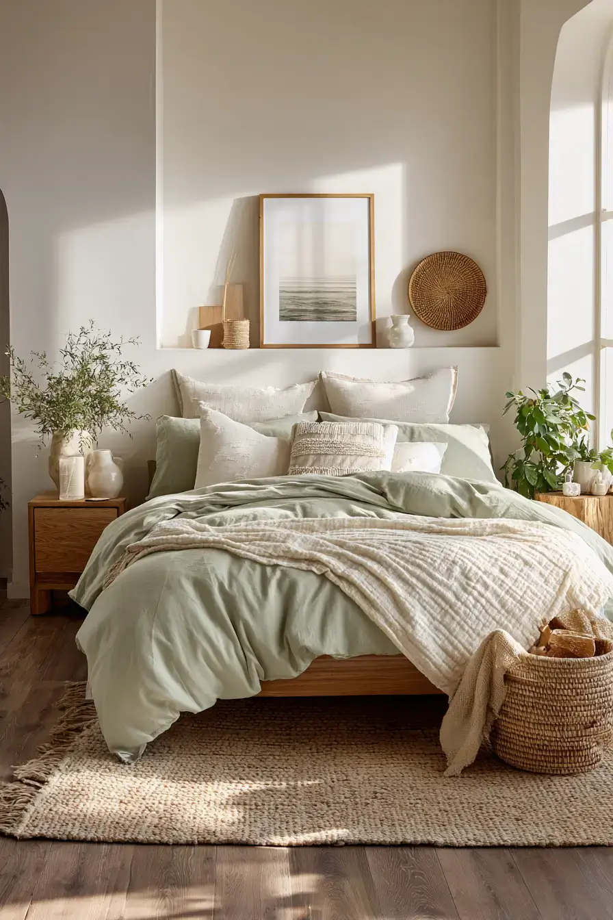 29 Green Boho Bedroom Ideas with a Forest Green Wall