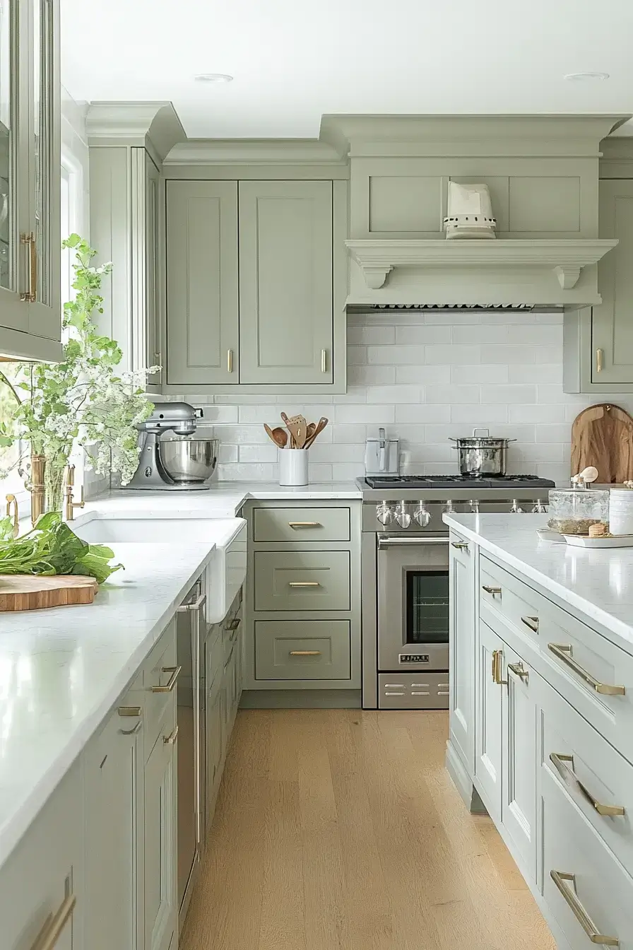 29 Shaker Kitchen Cabinets Ideas with Antique Brass Pulls