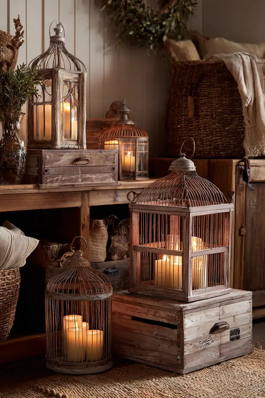 29 Vintage Birdcage Decor Ideas with an Aged Brass Cage vintage birdcage decor ideas