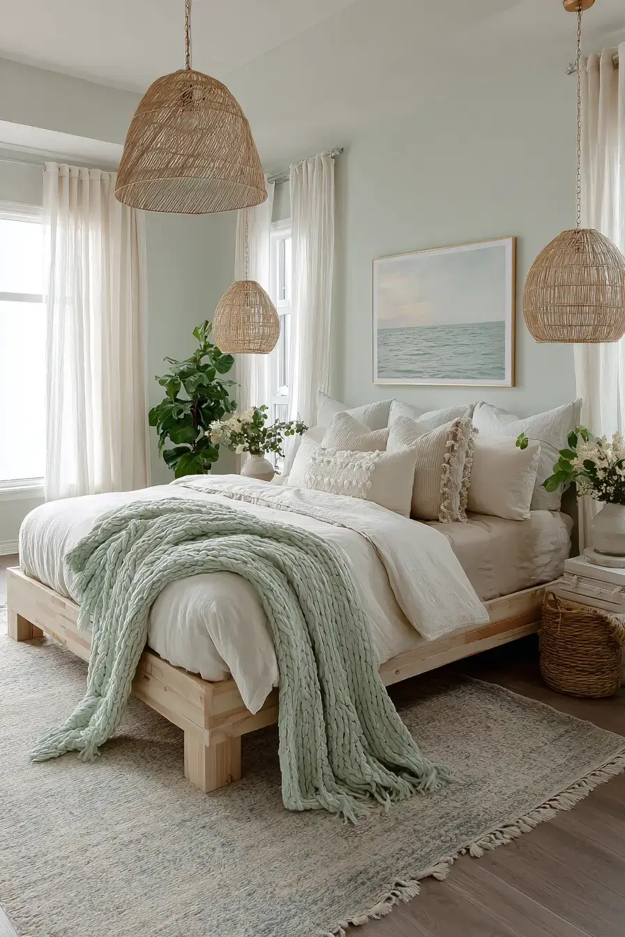29 Beachy Boho Bedroom Ideas with a Cane Headboard
