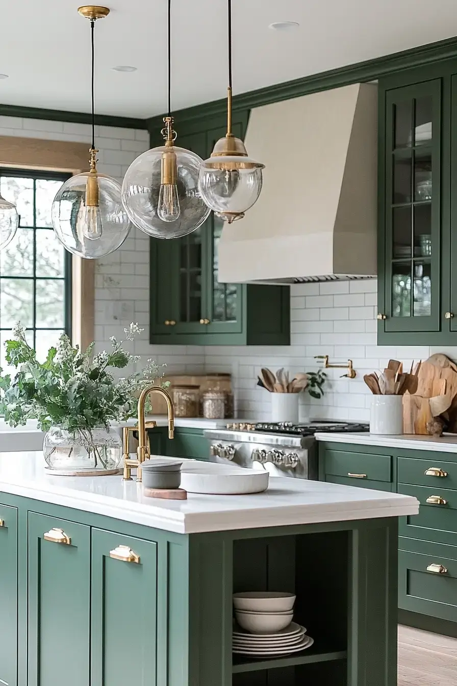 29 Shaker Kitchen Cabinets Ideas with Antique Brass Pulls