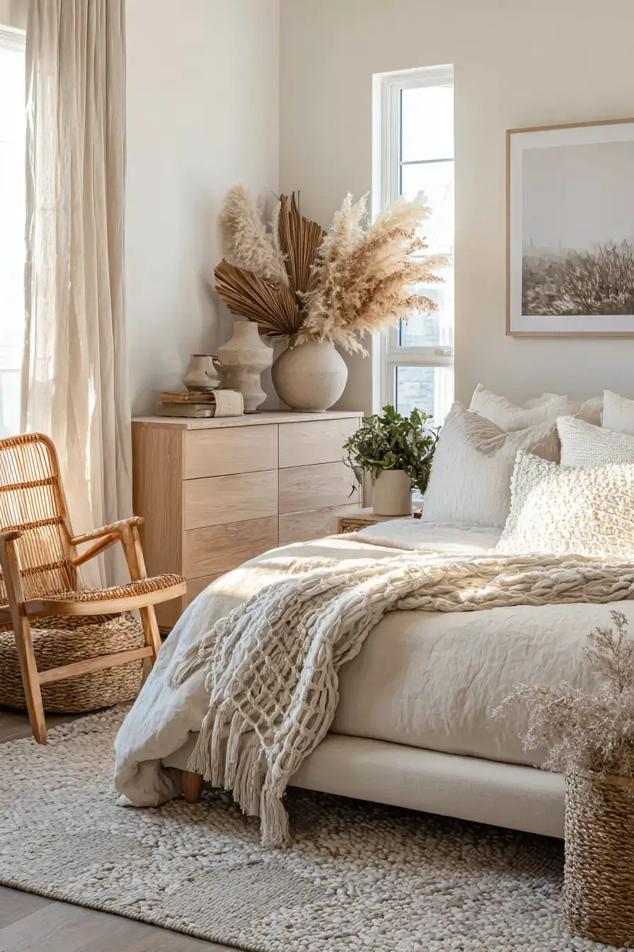 29 Beachy Boho Bedroom Ideas with a Cane Headboard