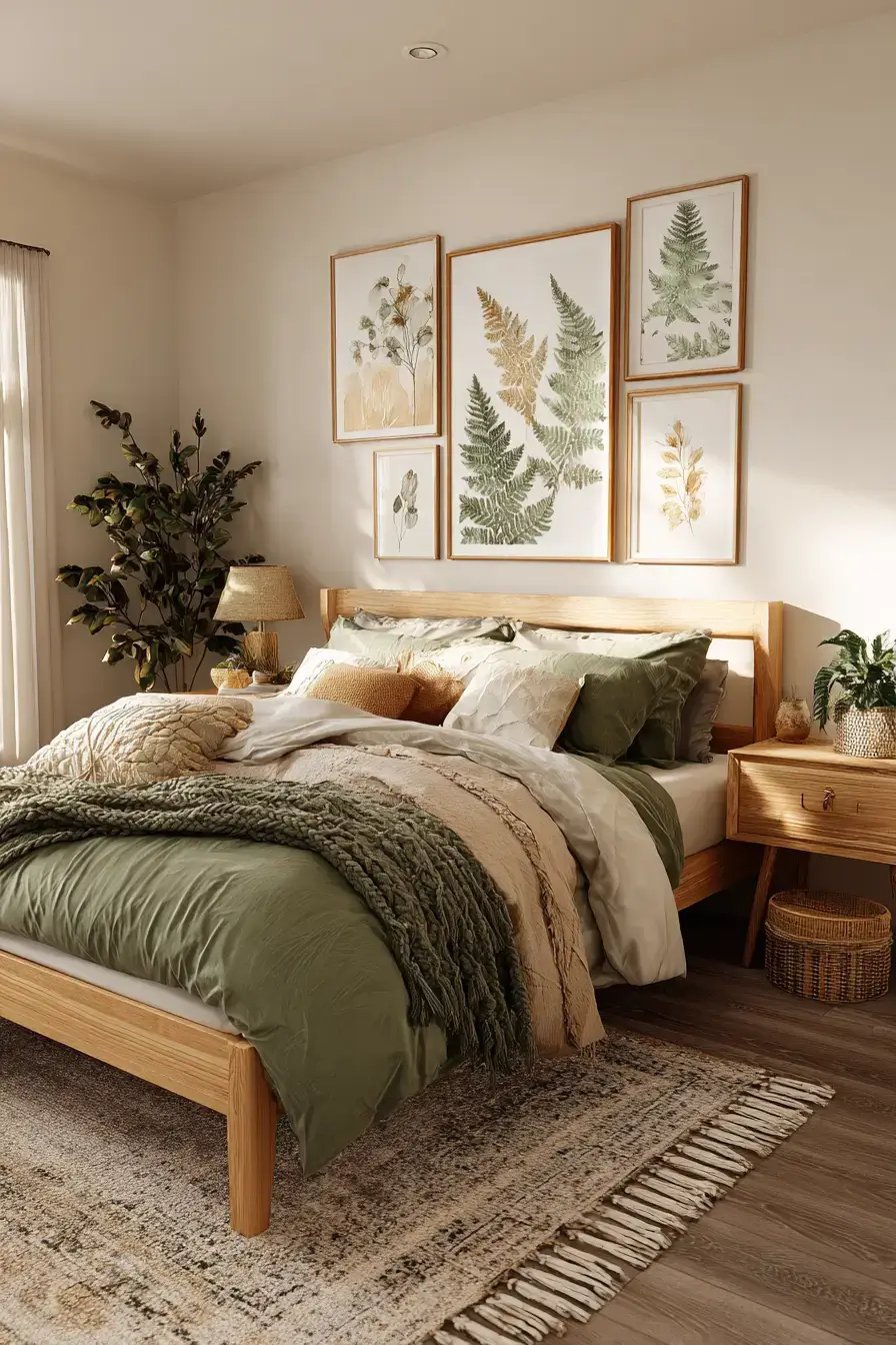 29 Green Boho Bedroom Ideas with a Forest Green Wall