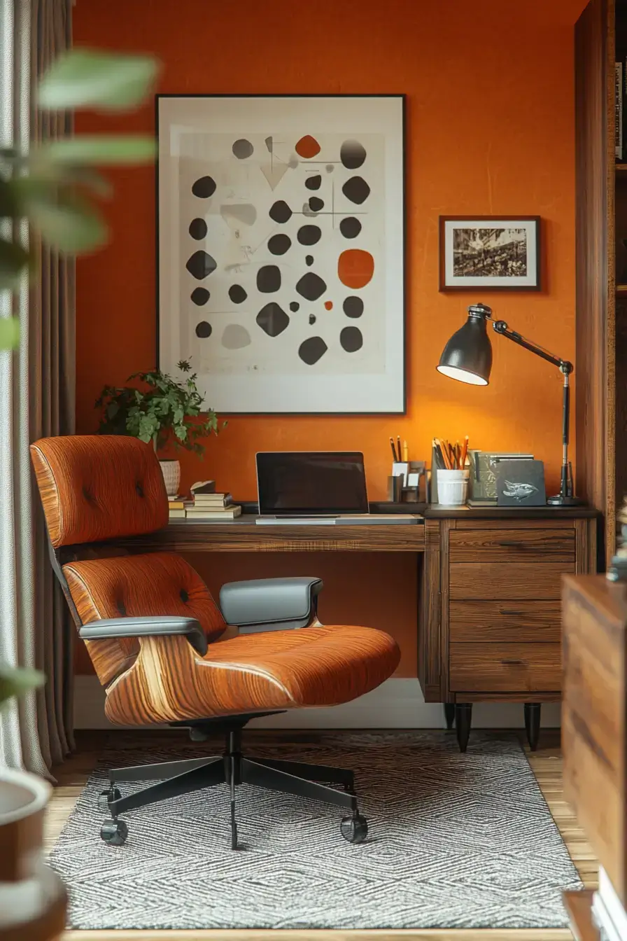 29 Dopamine Decor Office Ideas in Coral and Mustard