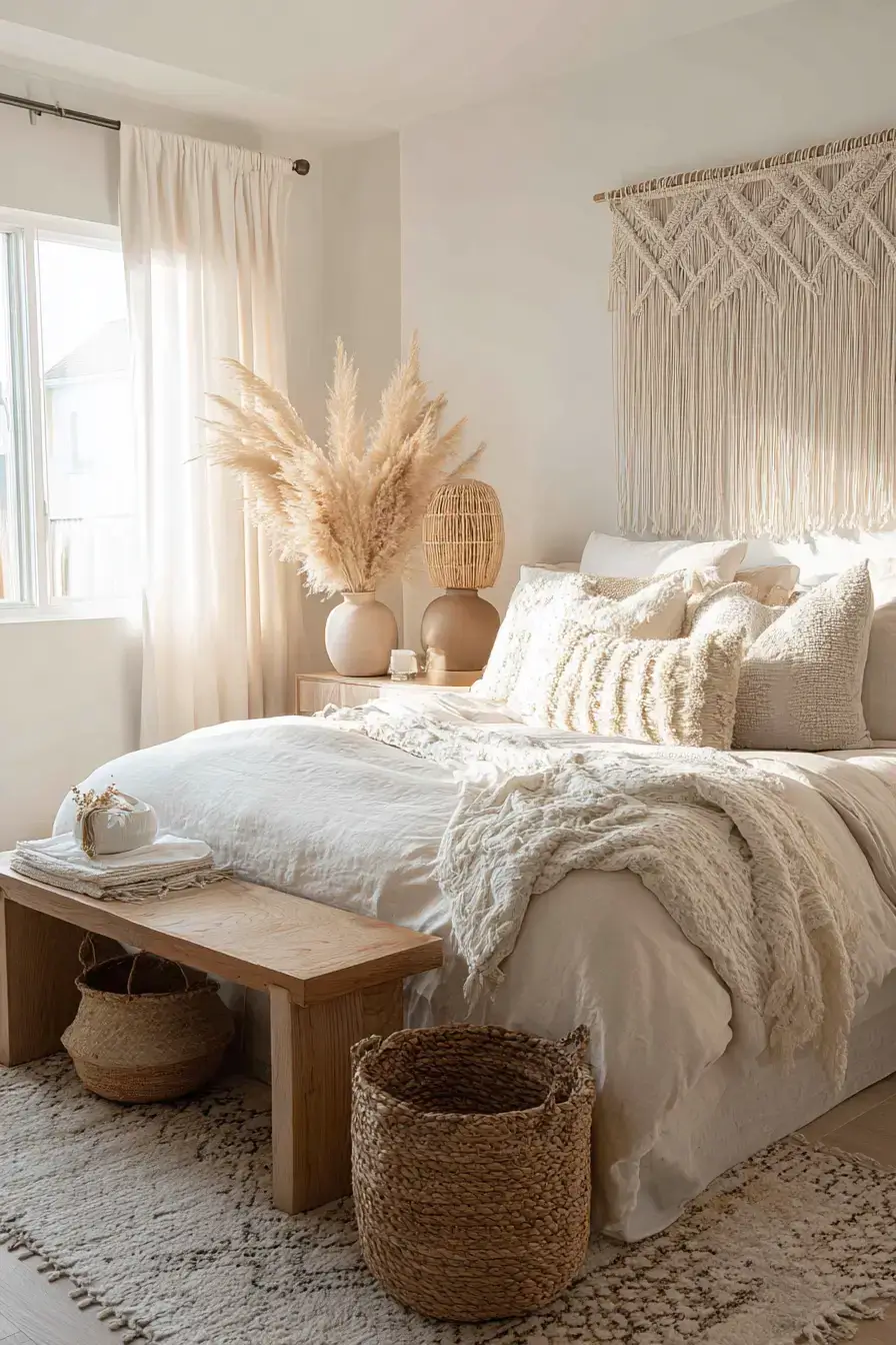 29 Beachy Boho Bedroom Ideas with a Cane Headboard