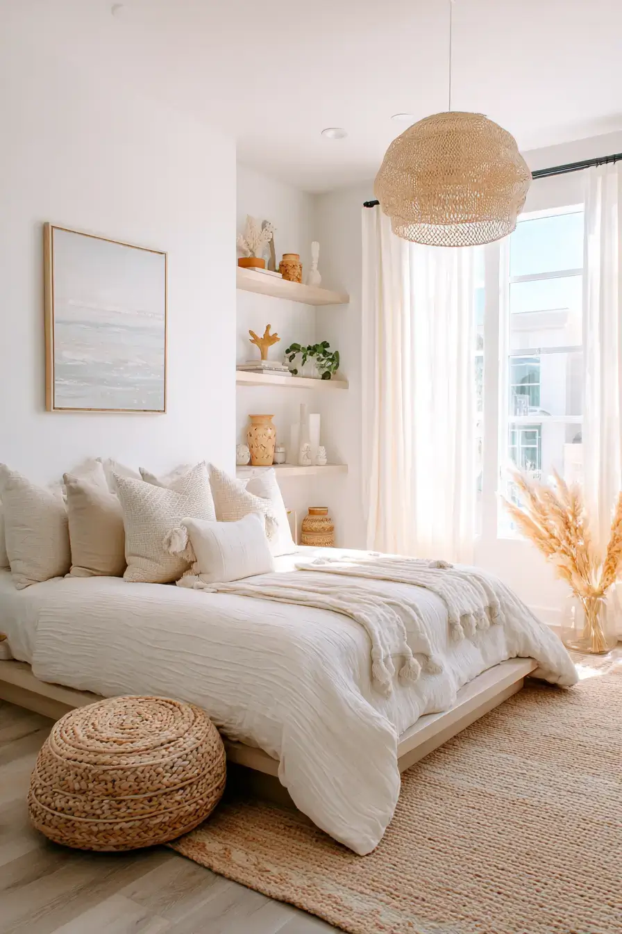 29 Beachy Boho Bedroom Ideas with a Cane Headboard