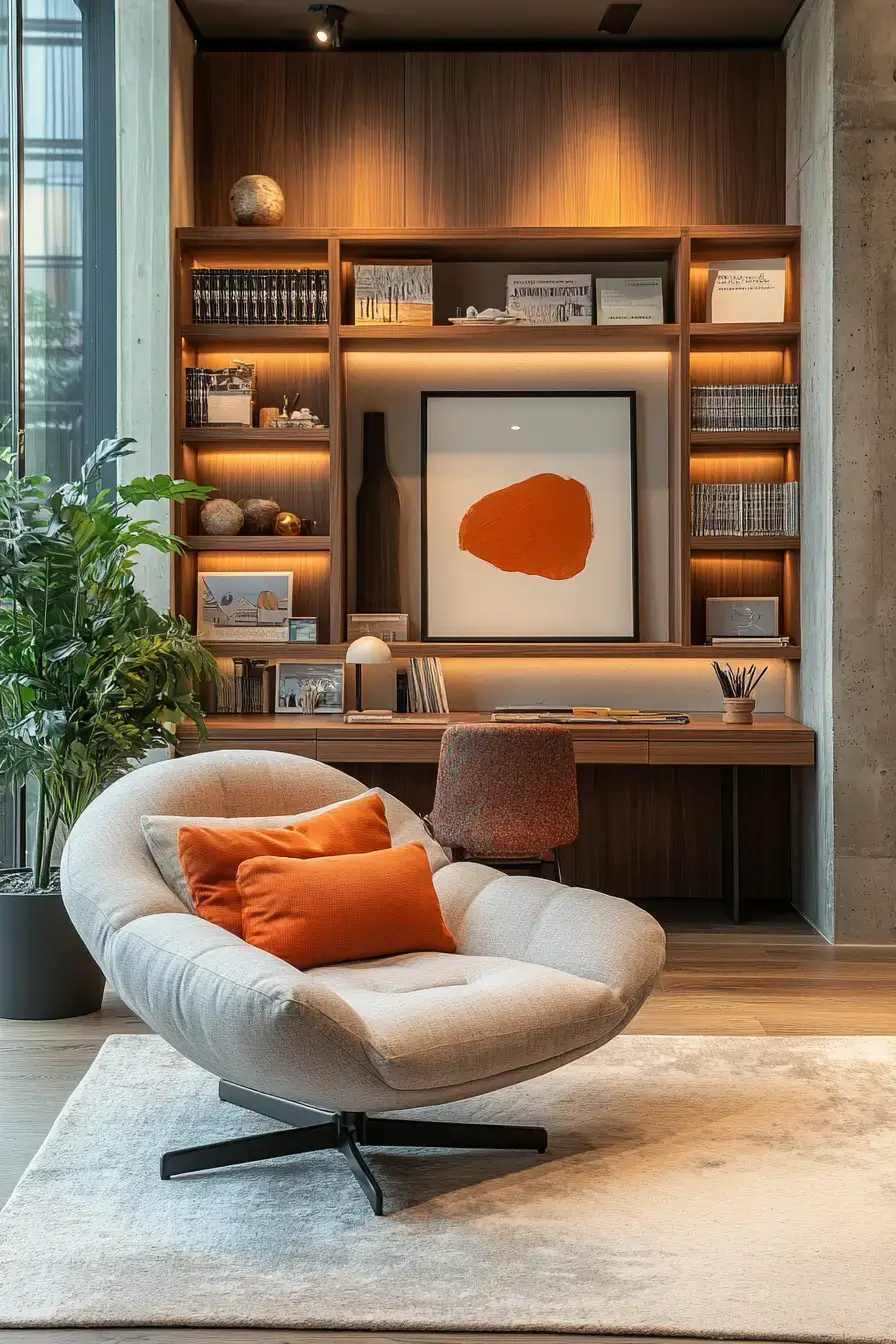 29 Dopamine Decor Office Ideas in Coral and Mustard