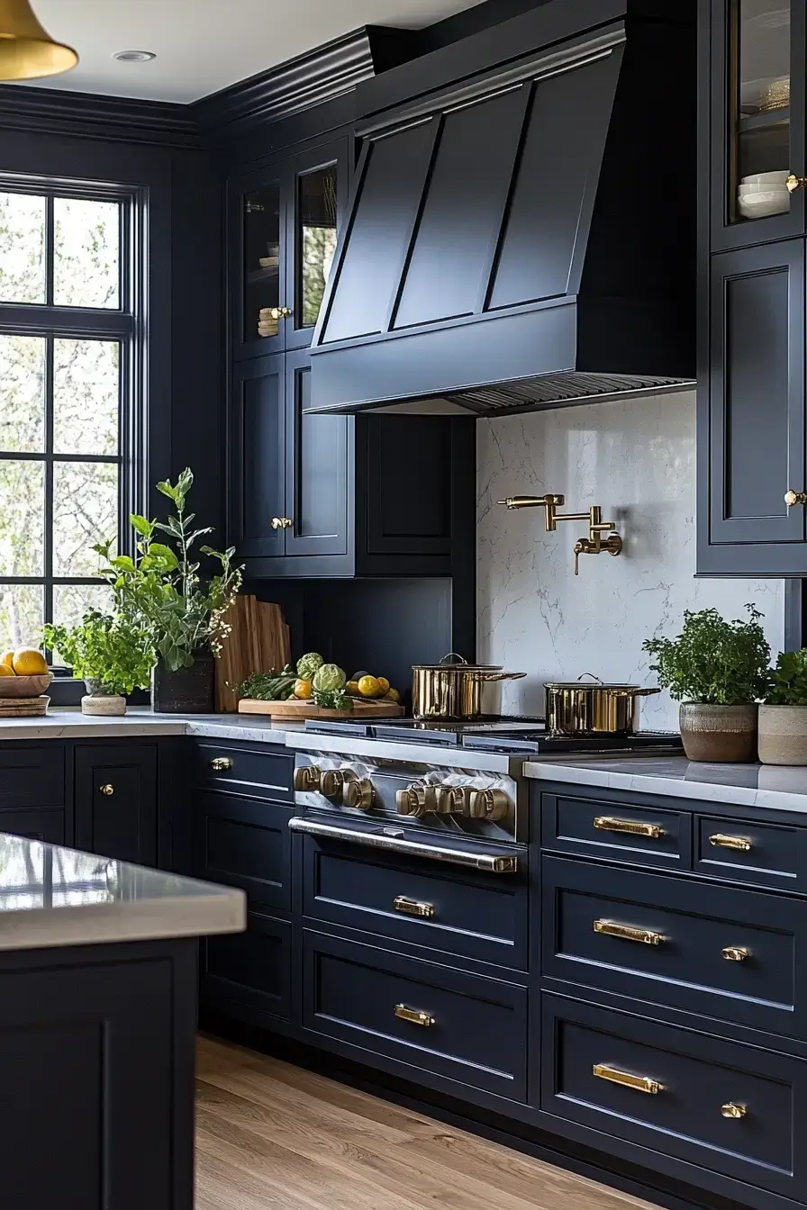 29 Shaker Kitchen Cabinets Ideas with Antique Brass Pulls
