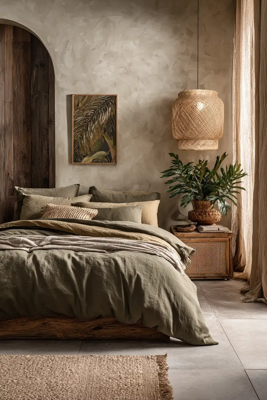 29 Green Boho Bedroom Ideas with a Forest Green Wall