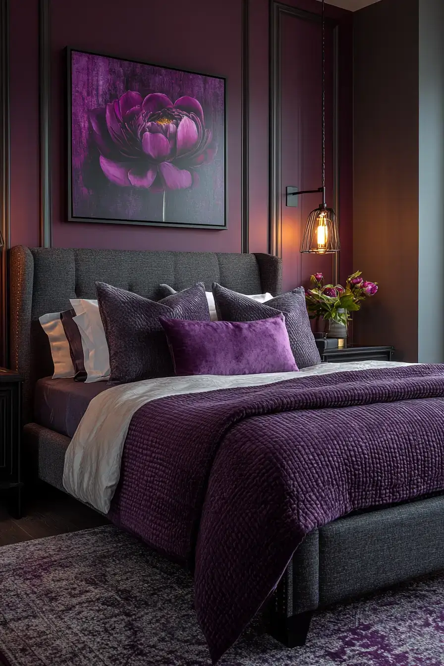 purple themed bedroom