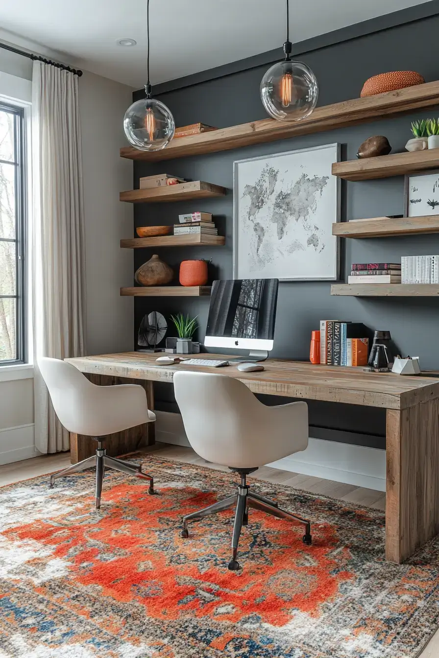29 Dopamine Decor Office Ideas in Coral and Mustard