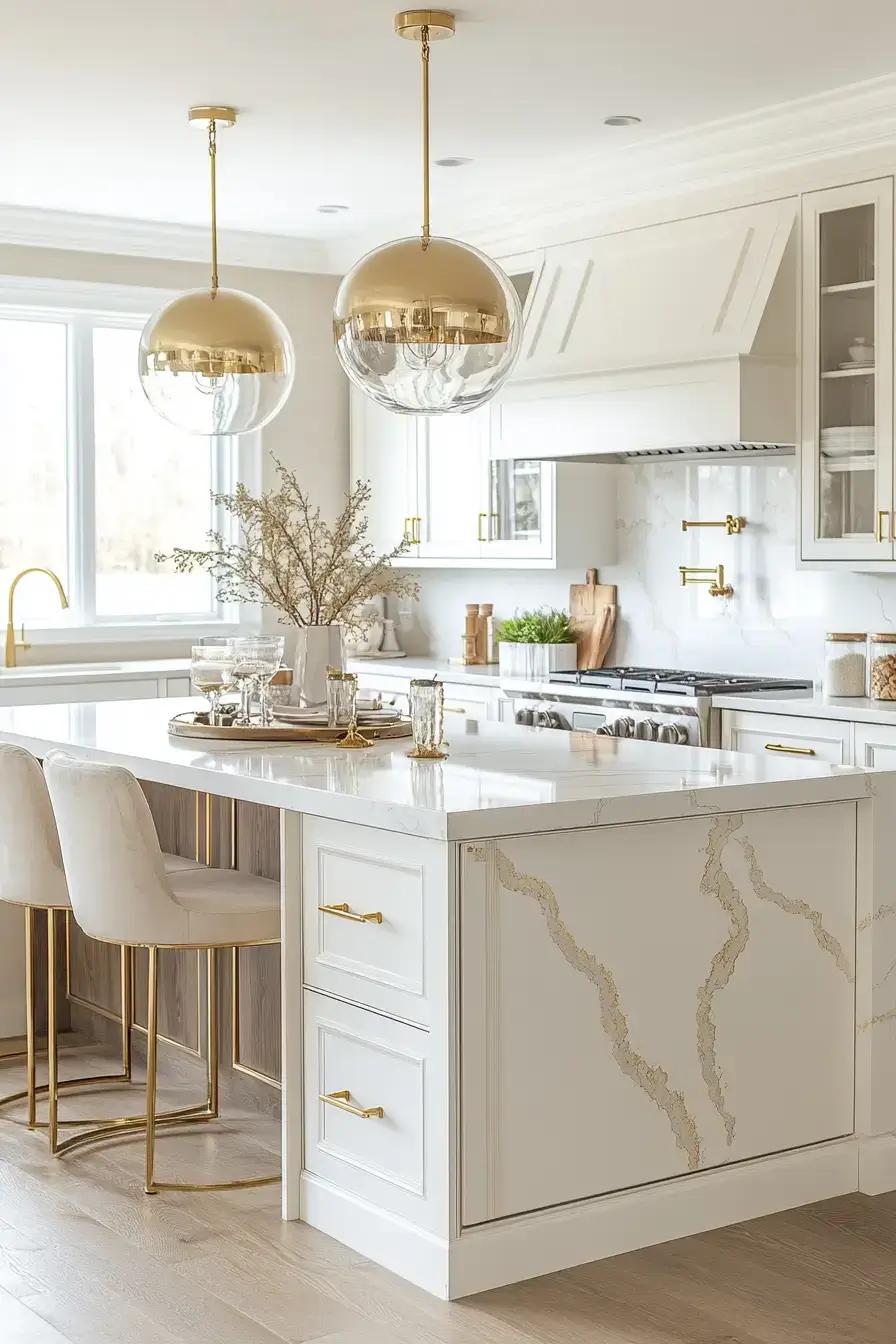 29 Shaker Kitchen Cabinets Ideas with Antique Brass Pulls