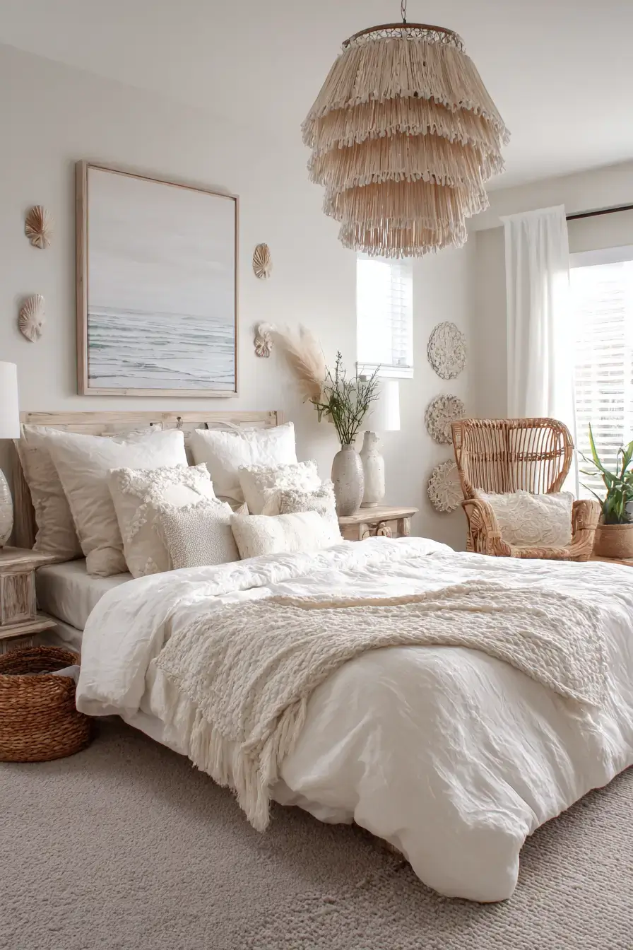 29 Beachy Boho Bedroom Ideas with a Cane Headboard