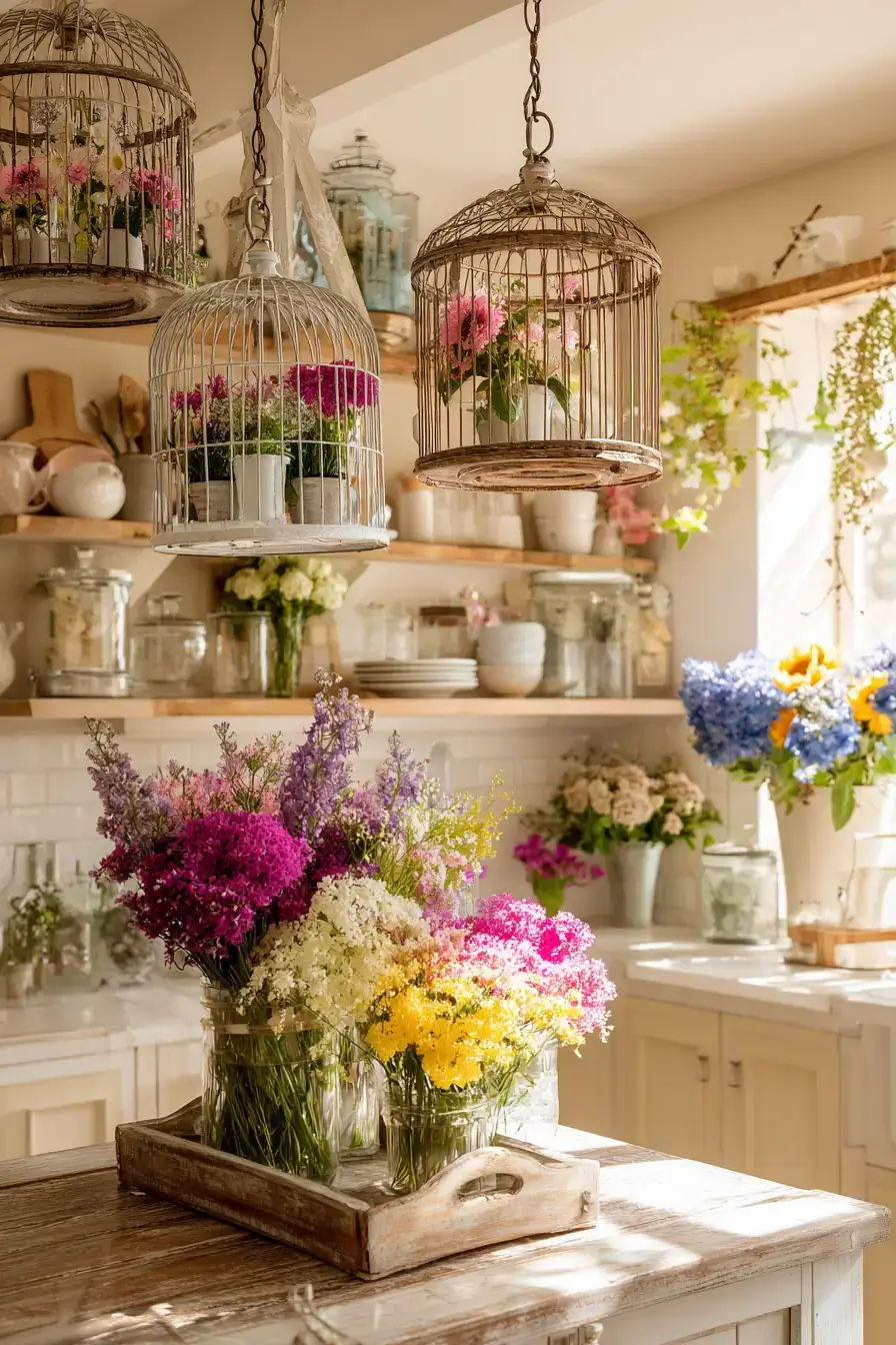 29 Vintage Birdcage Decor Ideas with an Aged Brass Cage vintage birdcage decor ideas