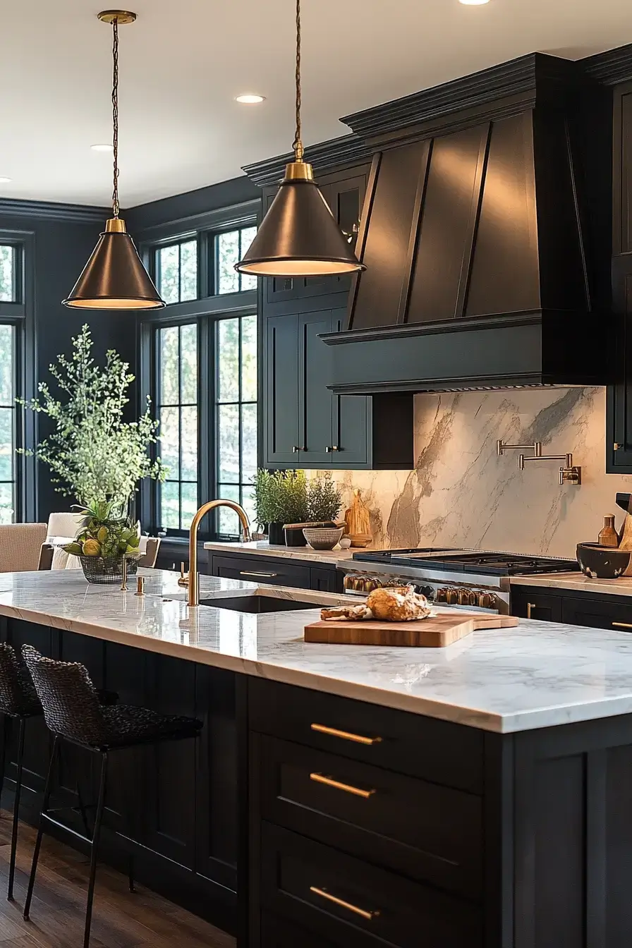 29 Shaker Kitchen Cabinets Ideas with Antique Brass Pulls