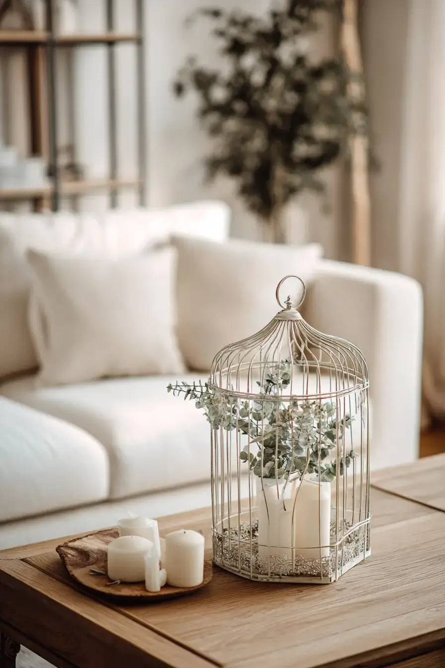29 Vintage Birdcage Decor Ideas with an Aged Brass Cage vintage birdcage decor ideas