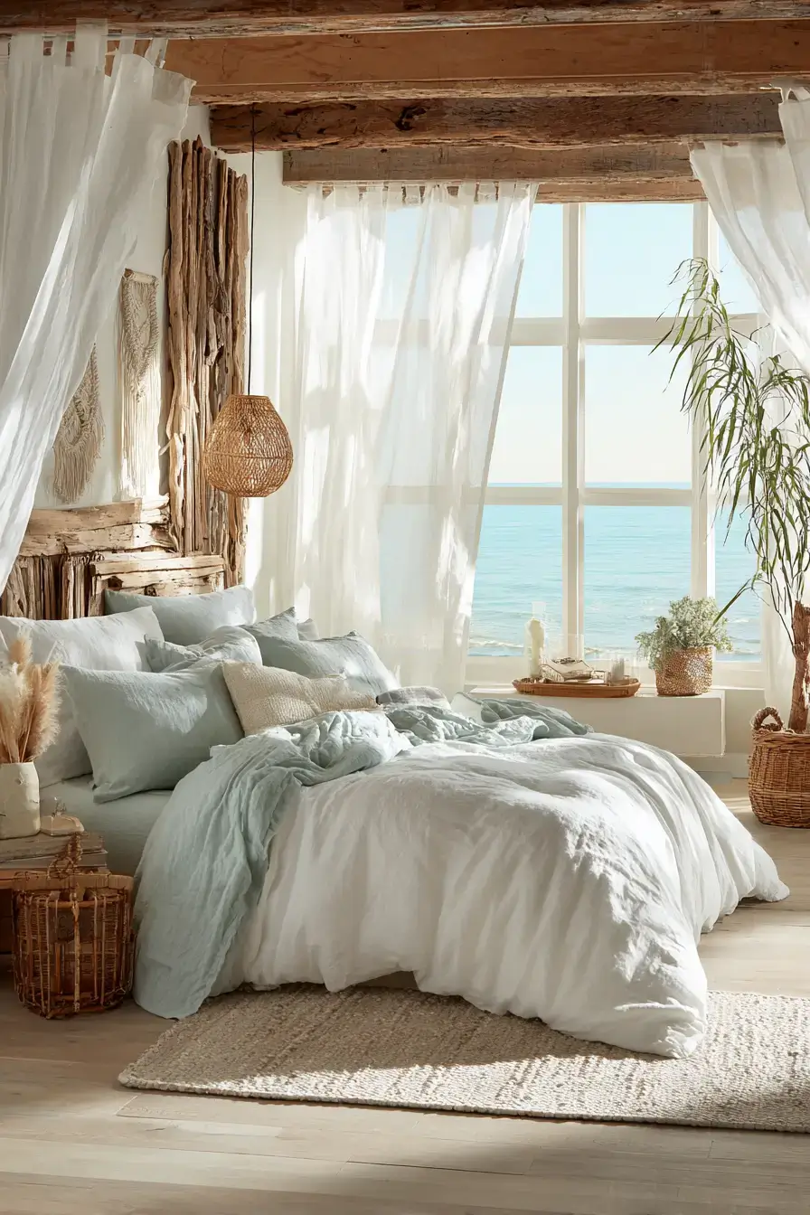 29 Beachy Boho Bedroom Ideas with a Cane Headboard