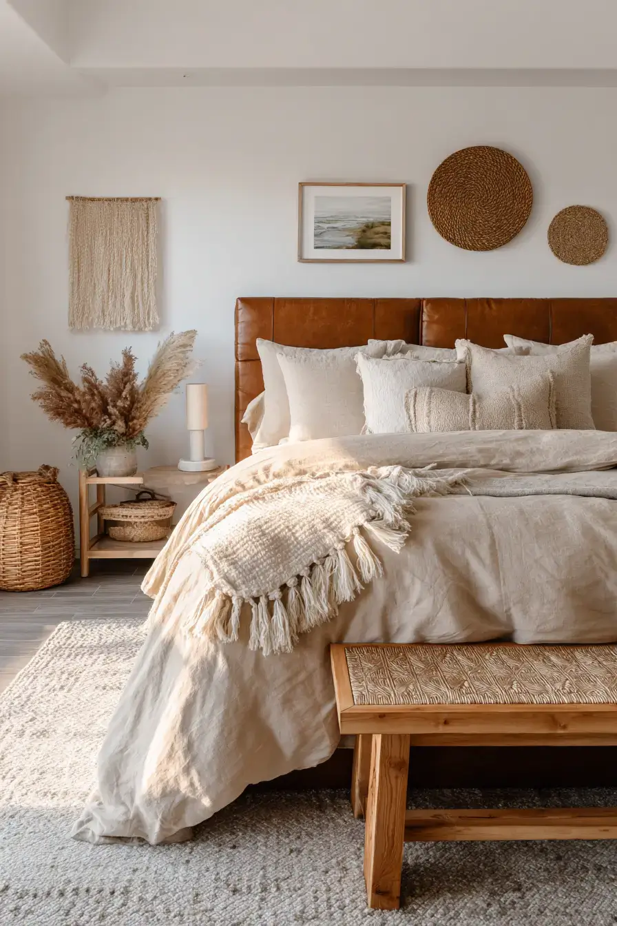 29 Beachy Boho Bedroom Ideas with a Cane Headboard