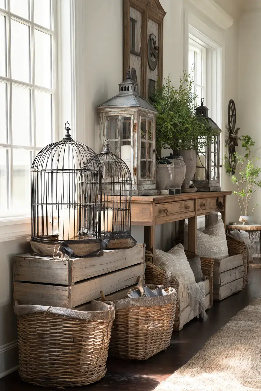 29 Vintage Birdcage Decor Ideas with an Aged Brass Cage vintage birdcage decor ideas