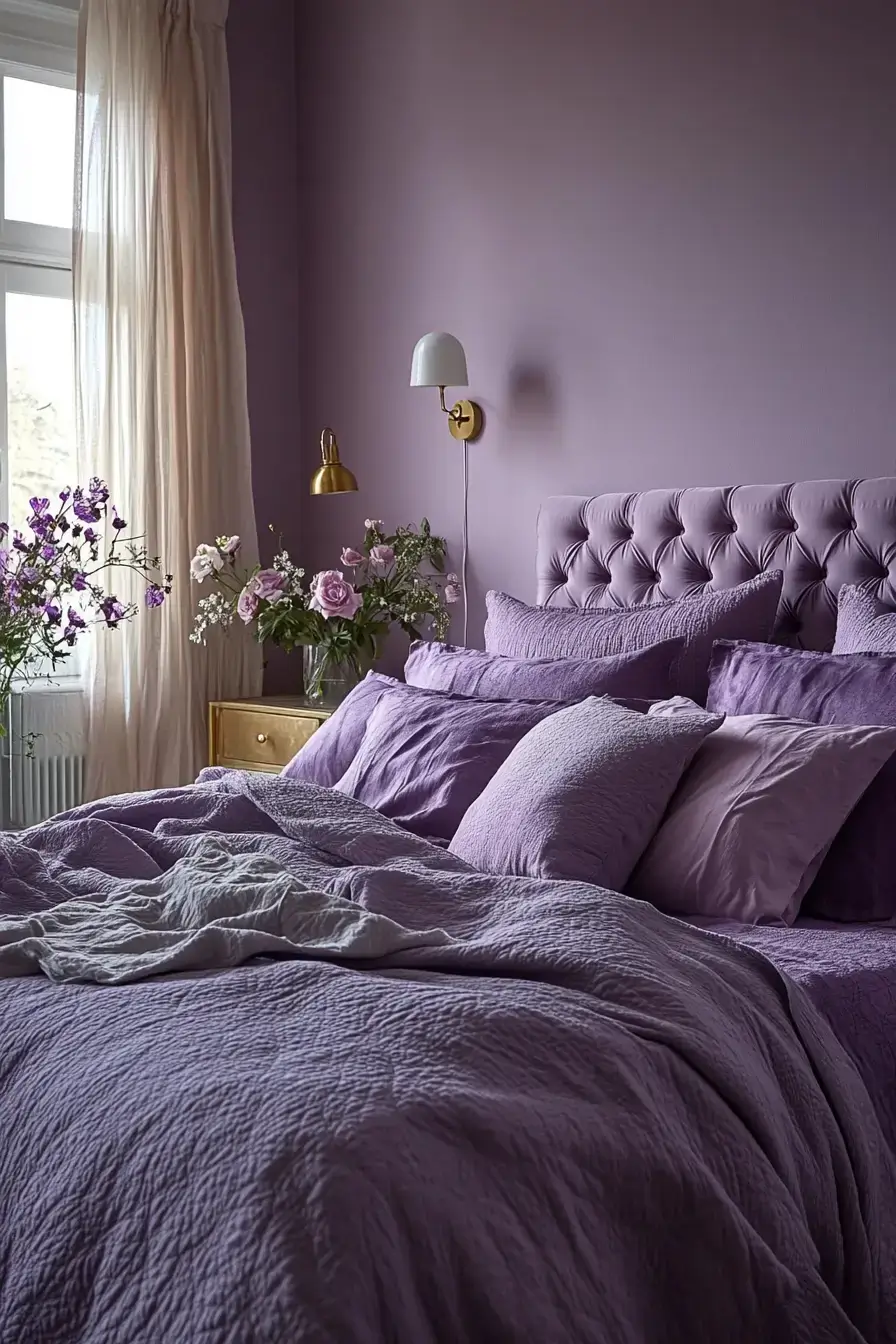 29 Purple Themed Bedroom Ideas That Make the Bold Color Feel Easy to Live With purple themed bedroom