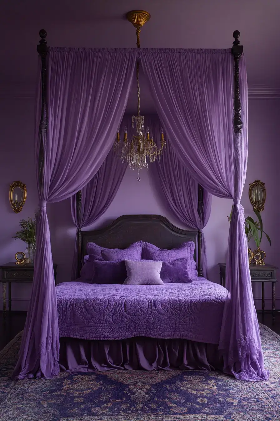 29 Purple Themed Bedroom Ideas That Make the Bold Color Feel Easy to Live With purple themed bedroom