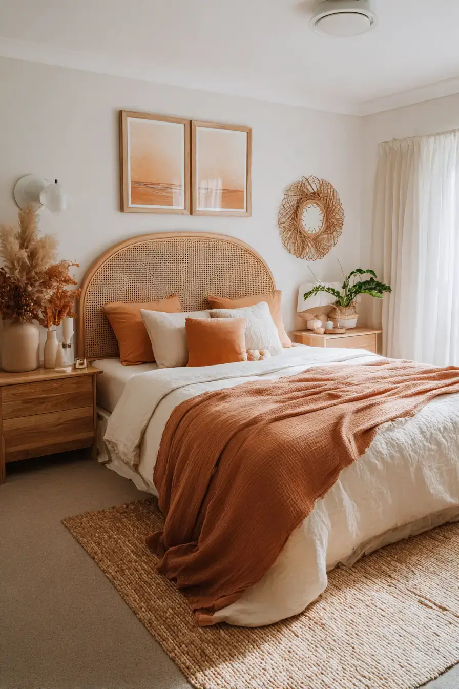 29 Beachy Boho Bedroom Ideas with a Cane Headboard