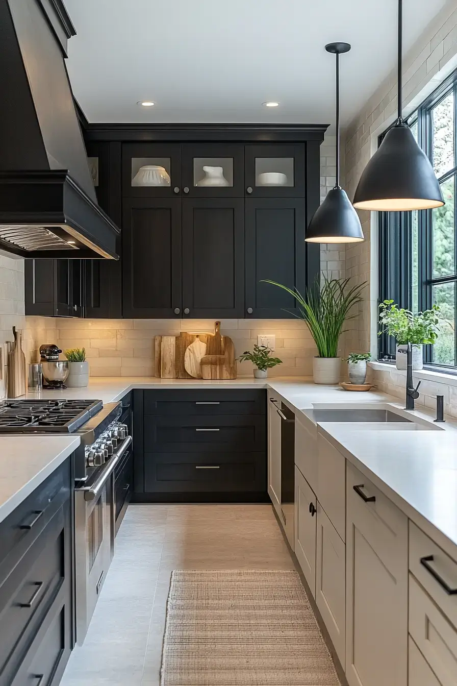 29 Two Toned Kitchen Cabinets Ideas with a Charcoal Base
