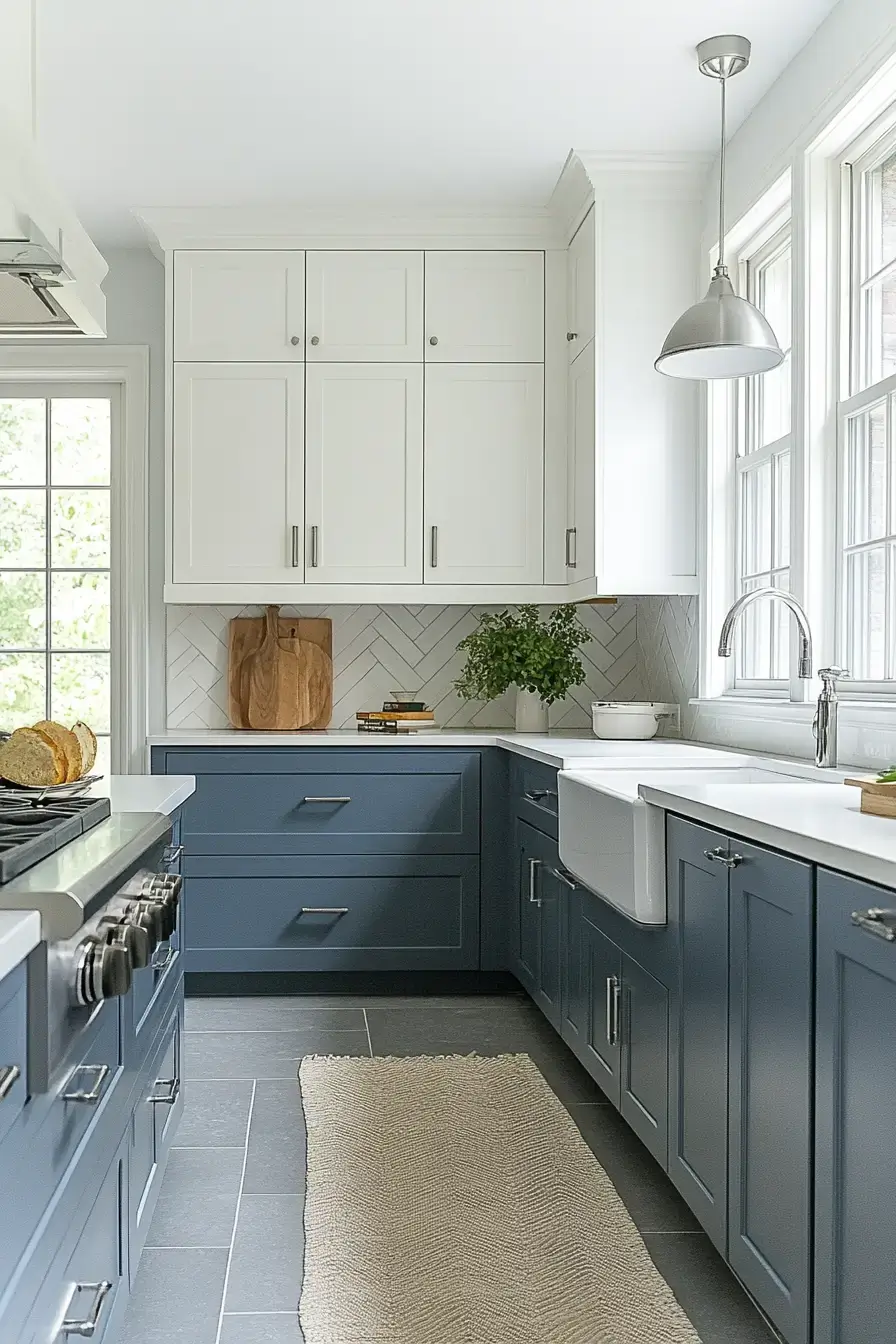 29 Two Tone Kitchen Cabinets Ideas with an Olive and White Split