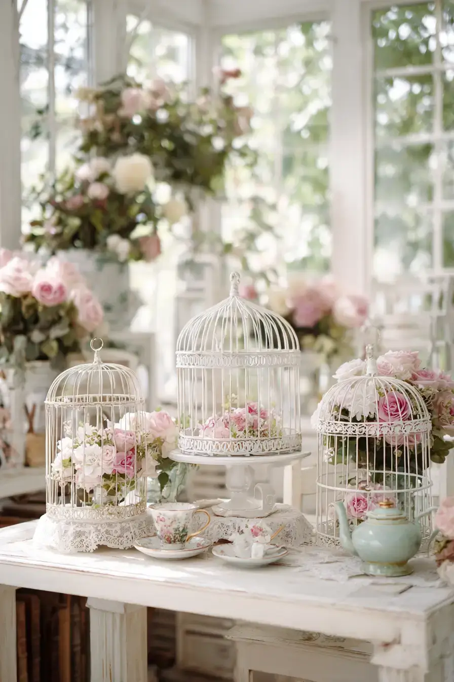 29 Vintage Birdcage Decor Ideas with an Aged Brass Cage vintage birdcage decor ideas