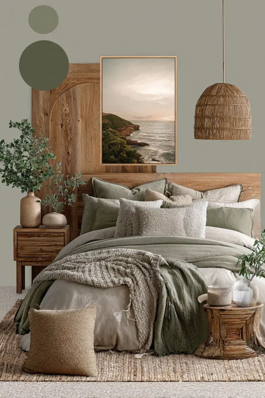29 Green Boho Bedroom Ideas with a Forest Green Wall